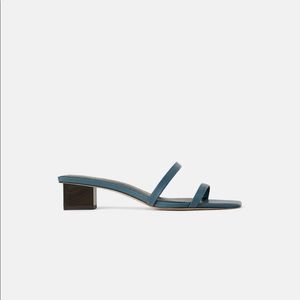 Zara Wood Heel Leather Mule Sandals